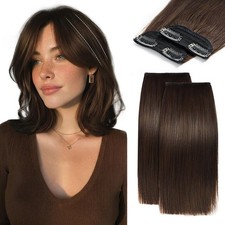 Short Clip in Hair Extensions Real Human Hair 2 Pcs Straight Remy Human Hairp...