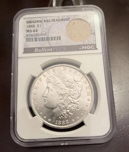 1888 Morgan Silver Dollar Original Bag Fragment MS64 NGC