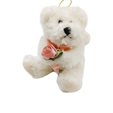 Boyds Bears White Teddy Bear Ornament Angel Rose Plush Christmas 1990 Stuffed 5"
