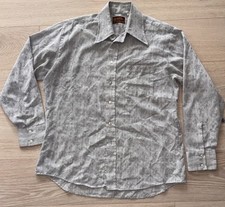 Vtg. 70s Sears Kings Road Perma Prest Long Sleeve Button Shirt Sz L Disco Silver
