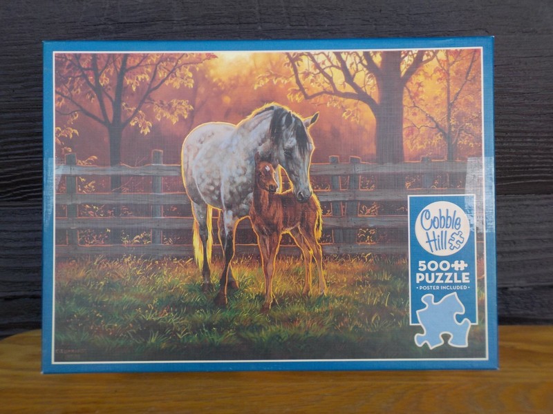 Cobble Hill 500 Piece Puzzle "Quiet Time" by Chris Cummings A Mare & Her Foal
