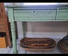 Primitive Farm Table Desk Old  Green Paint  — photo 5