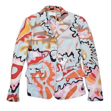 EMILIO PUCCI Blazer Gr D40 Made in Italy Sommer 100% Baumwolle Print Colorful
