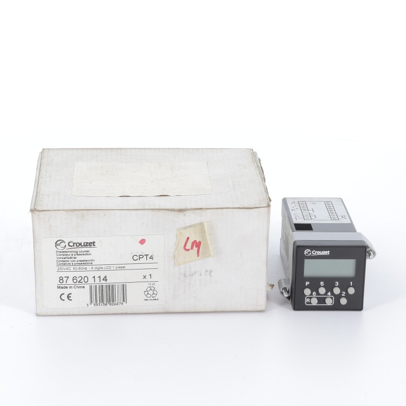 Crouzet Predetermining Counter CPT4 230VAC 50-60Hz 6Digits LCD 1 Preset Open Box