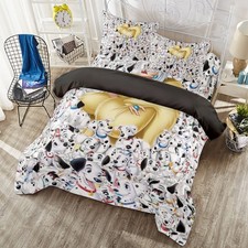 101 Dalmatians Print Duvet Cover Set 4Pcs Duvet Cover Sheet 2 Pillowcases