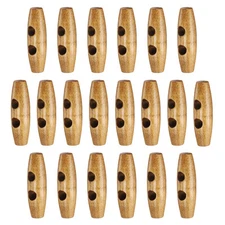 20pcs Wooden Toggle Buttons 40mm 2-Hole Wood Olive Sewing Button, Medium Brown