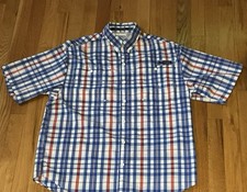 Men  s M Columbia PFG Super Tamiami Vented Polyester Fishing Shirt Mint Cond