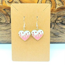 Valentine's Day Earrings Hearts Pink and White
