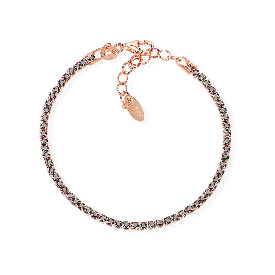 AMEN Womens Tennis Bracelet BTRN18 925% Silver Gold Rose Black Stones