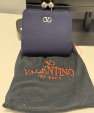 NWOT Valentino Garavani Clutch Elegant Blue Satin with Dust Bag and COA Card