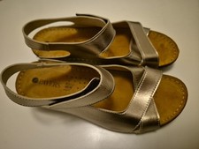 WOMENS PAVERS LEATHER STRAPPY SANDALS EU37 SILVER