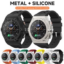 Luxury Mod Kit For Samsung Galaxy Watch 8 Classic 46mm Rubber Strap Steel Case