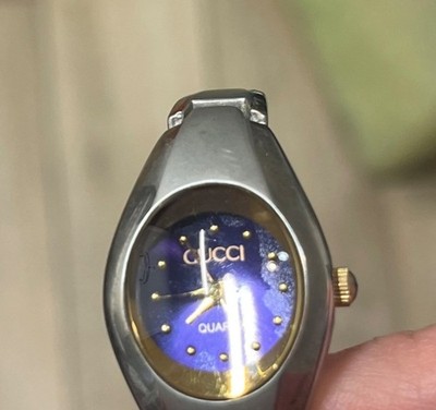 Vintage Gucci Quartz Watch Blue Dial Silver Tone Link Bracelet Needs Battery Gucci Watch Women 20mm Blue Dial Sterling Silver Round 2900  main image 4