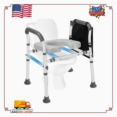 Raised Toilet Seat with Handles, Adjustable Riser for Seniors, 500 lb Capacity