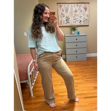 GAP Casual Wide-Leg Cotton Pants in Tan Medium