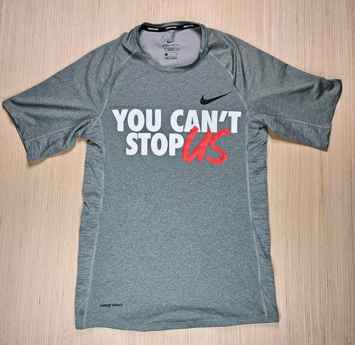 Nike Pro Men Dri Fit T Shirt S You Can't Stop Us Gray Short Sleeve BV5633085