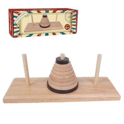 Wooden Tower of Hanoi Logic Puzzle Nine-Storey Brain Teaser Game Wood