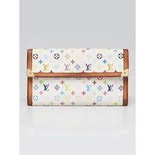 LOUIS VUITTON White Monogram Multicolore Tresor International Wallet Murakami