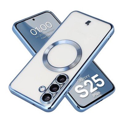 Handyhülle für Galaxy S25 Plus Bizon Case Cover Schutzhülle Transparent-Blau
