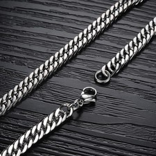 Stainless Steel Curb Chain Necklace with Lobster Clasp 5mm Wide 28" Long SSC34