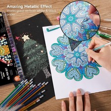50 Metallic Gel Pens Set w/ Refills for Coloring Drawing Doodling Art Crafts