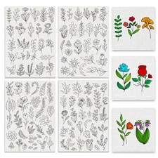4 Sheets 109 PCS Plant Flower Water Soluble Hand Sewing Stabilizer Embroidery