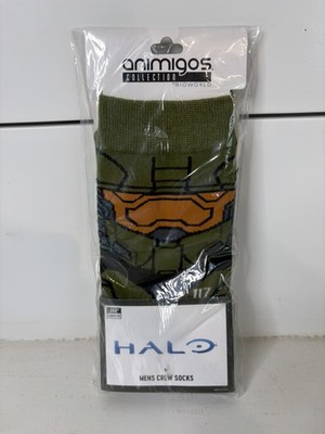 Animigos Collection Halo Master Chief Men's Green Crew Socks Size 10-13 B21