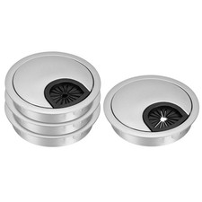 4Pcs Desk Cable Hole Cover,Zinc Alloy Cord Raceway 60mm,Silver 