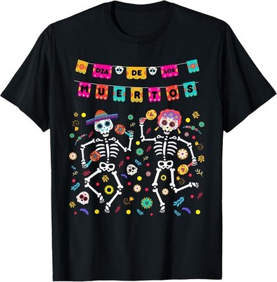 NEW LIMITED! Dia De Los Muertos Mexican Skeleton Dancing Tee - MADE IN USA