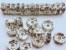 Clear Rhinestone Rondelles Beads 8mm Qty:26