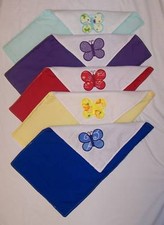 5 RAINBOW APPLIQUE BUTTERFLY BURP BLANKET SET - HANDMADE
