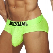 JOCKMAIL Men's Brief Sexy Low Waist Ice Silk Underwear Bikini Pouch Underpants