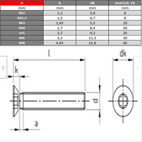 Senkkopfschrauben Set - 40 Stück M5x20mm Torx Edelstahl