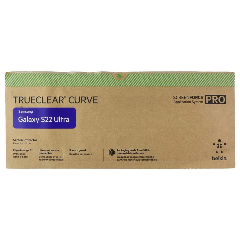 INCOMPLETO Belkin SCREENFORCE Pro TrueClear para Galaxy S22 Ultra - Paquete de 5 paquetes a granel Foto 2 de 3