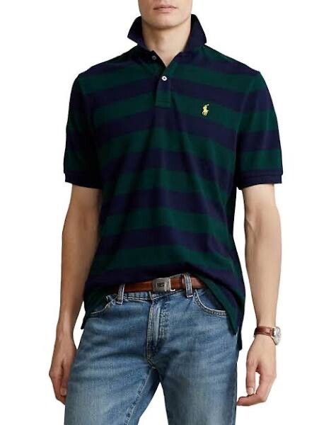 Polo Ralph Lauren Men's, Classic Fit Cotton Mesh Polo, Green/Navy