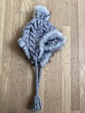 American eagle Outfitters Hat, womens trapper Faux fur hat gray size small
