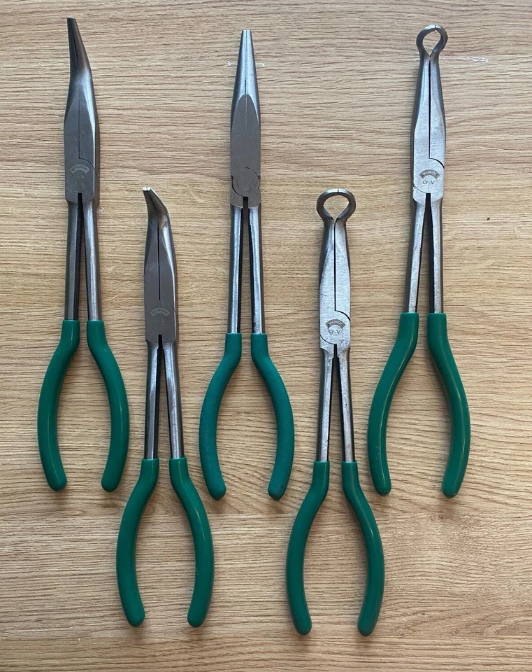 HUAQI 11" Extra Long Nose Pliers Long Nose Straight Bent Hose Grips HQ Hand Tools