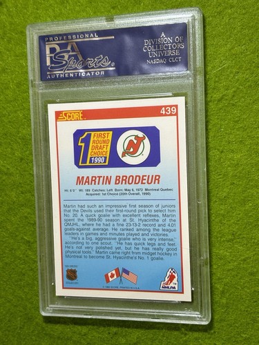 Martin Brodeur PSA 9 ROOKIE CARD JERSEY #30 New Jersey DEVILS 1990 Score RC NHL - Picture 12 of 24