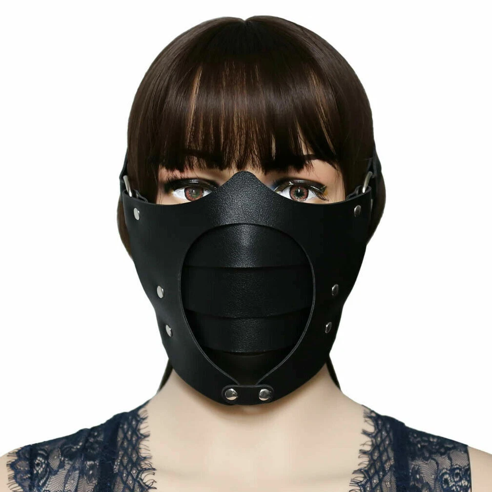 Mascarada Gótica Fetiche Cuero PU Máscara Facial Juegos con disfraces Punk Fiesta Juego de Rol Accesorios Foto 2 de 4