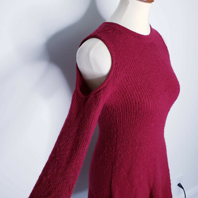 Hollister Juniors Cold Shoulder Burgundy Ribbed Sweater Dress Size XS | eBay