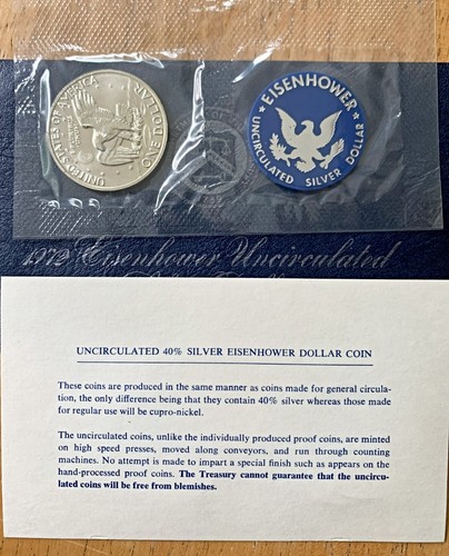 6 Eisenhower Uncirculated Silver Dollar sets 1971, 1972, 1974 - Picture 3 of 4