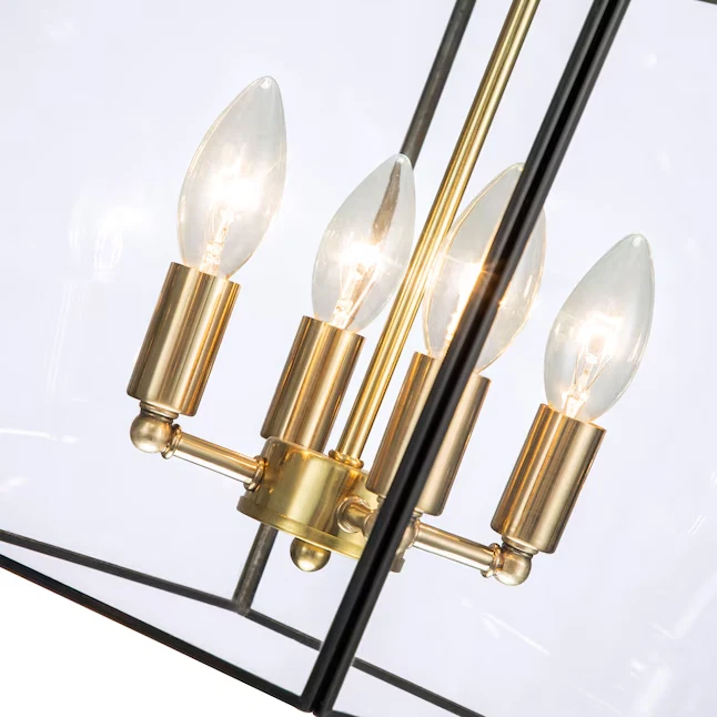 12 in. Lámpara Colgante Jaula Geométrica 4 Luces con Acabado Bronce y Dorado Foto 2 de 3