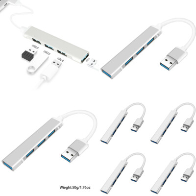 US 2 Pcs USB 3.0 4 Port Hub Splitter Slim Sleek Aluminum PC Mac Laptop Desktop