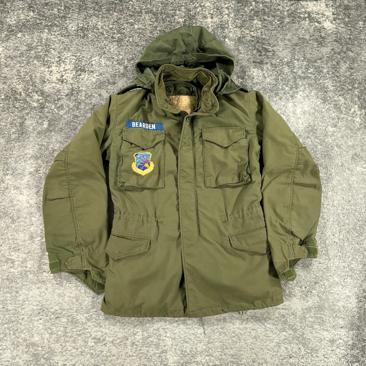Vintage Military Jacket Coat Mens Small Long Green Air Force