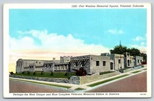 Trinidad Colorado~Panorama Fort Wooton Memorial Square~Vintage Linen Postcard