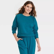 Colsie Fleece Lounge Sweatshirt Women's X-Large Long Sleeve Blue