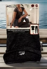 Jackson Hole Pajama Sleep Set 2 Piece Black Short Sleeve Top Leggings Size L