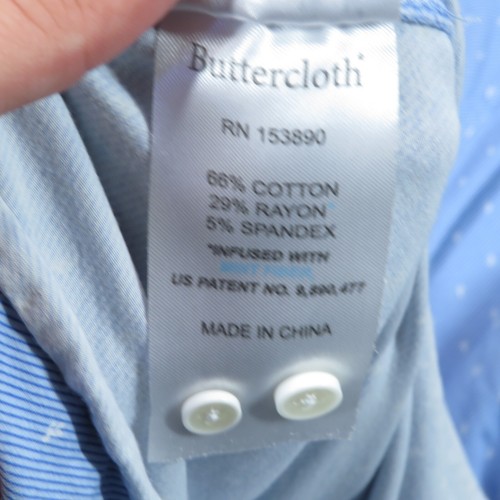 Camisa Buttercloth Para Hombres Grande Azul Algodón Helado Rendimiento Refuerzo Geométrico Flexión - Imagen 6 de 10