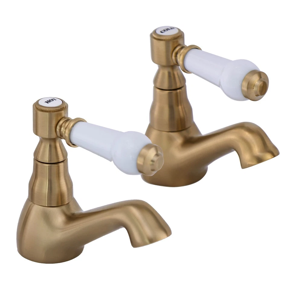 Basin Taps Pair Bathroom Sink Taps Lever Twin Pair Hot Cold Water Mixer Sink Tap