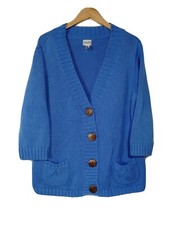 Chicos Button Up Cardigan Sweater Blue size 3...